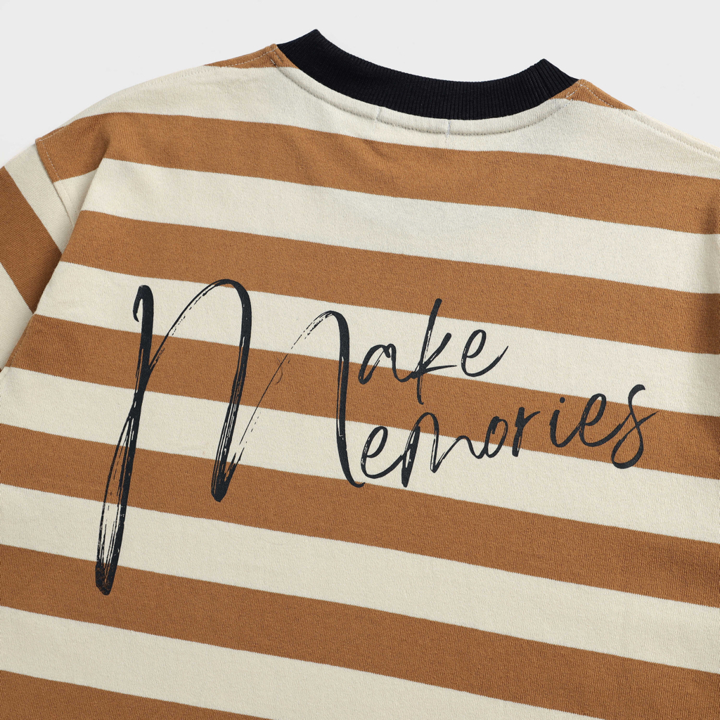 Áo thun sọc nam nữ in chữ cổ tròn unisex Sribble T-shirt MEMS