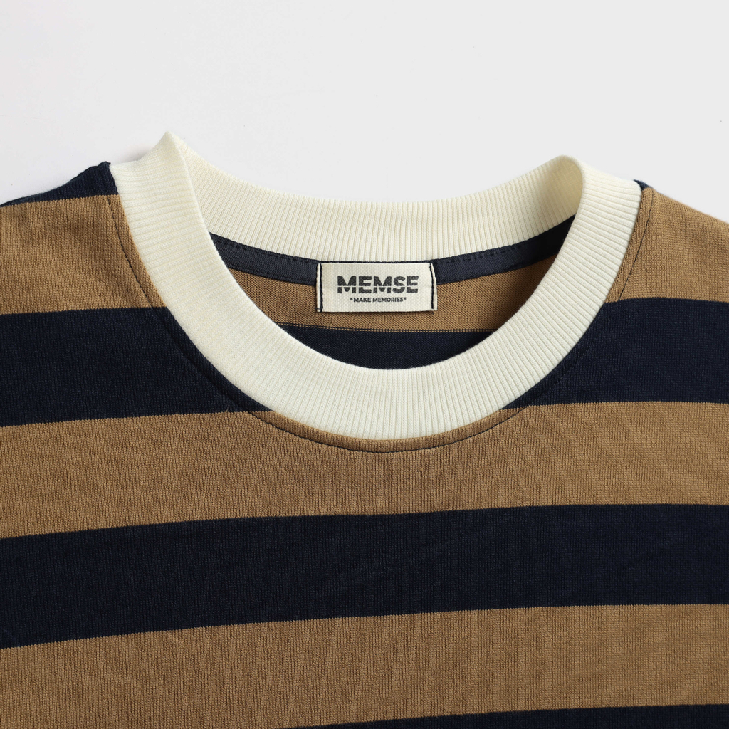 Áo thun sọc nam nữ in chữ cổ tròn unisex Sribble T-shirt MEMS