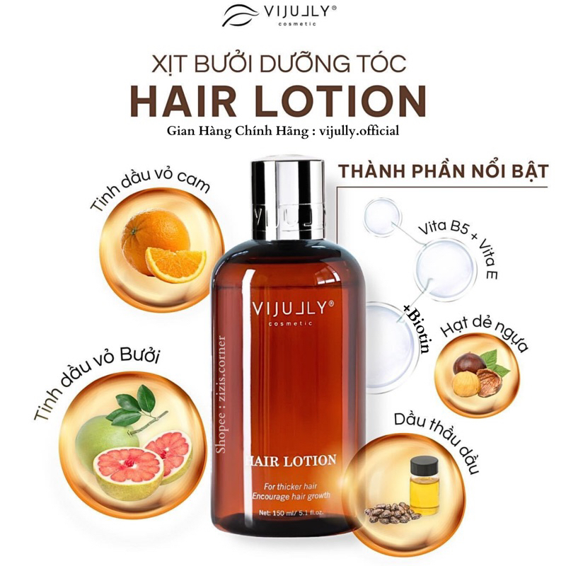 [MUA 1 TẶNG 1]Xịt tinh dầu bưởi Vi Jully Hair Lotion kích mọc tóc giảm rụng tóc hiệu quả  hàng chính hãng 150ml