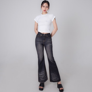 Quần jeans ống loe màu xám loang Blackberry JEANS