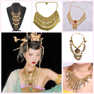 Vòng cổ đôn hoàng ấn độ tây vực phong cách cổ trang dùng làm phụ kiện trang sức hàng có sẵn