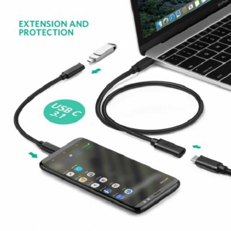 Dây cáp nối dài USB Type-C dài 0.45m màu đen Ugreen 40574 - Hàng Chính Hãng