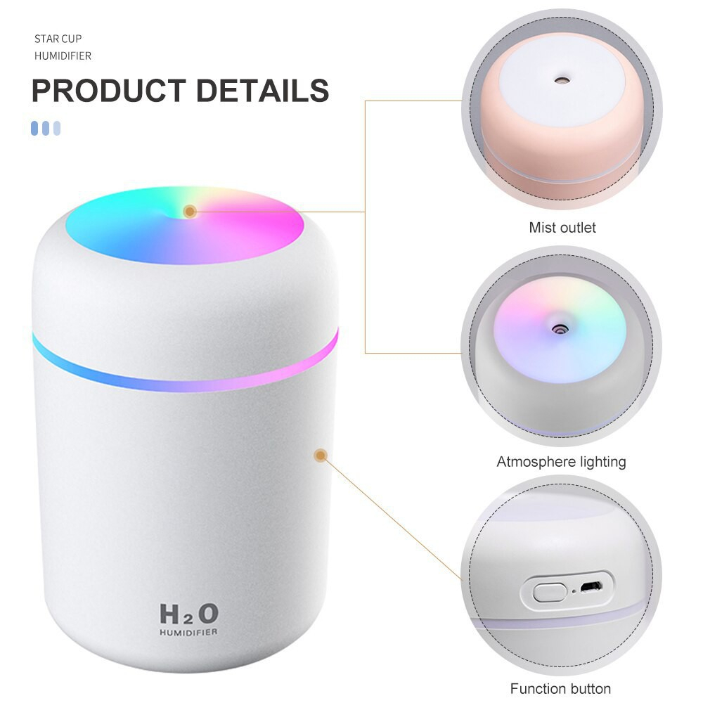 Máy phun sương xông tinh dầu LED RGB Để Bàn Ánh Sáng đẹp Trang Trí Phòng Ngủ - Rabbi VN