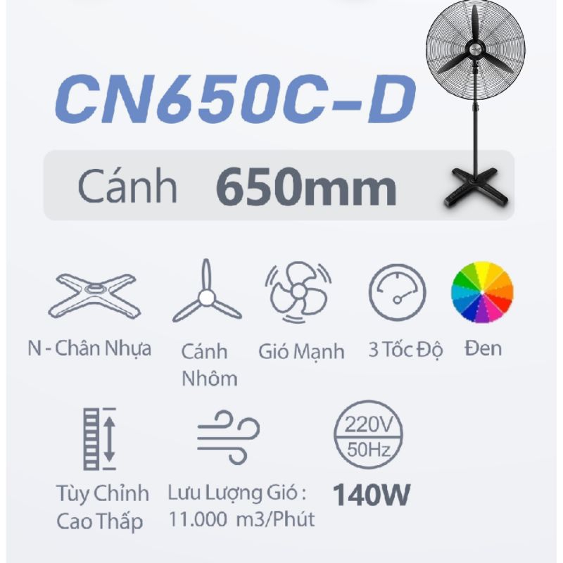 Quạt đứng công nghiệp HALI 140w sải cánh 650mm