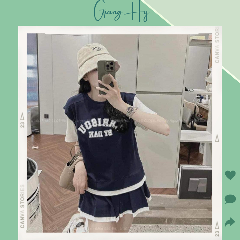 Set đồ nữ cộc mùa hè cá tính sang chảnh đi chơi CHÂN VÁY ÁO PHÔNG BEST GIRL