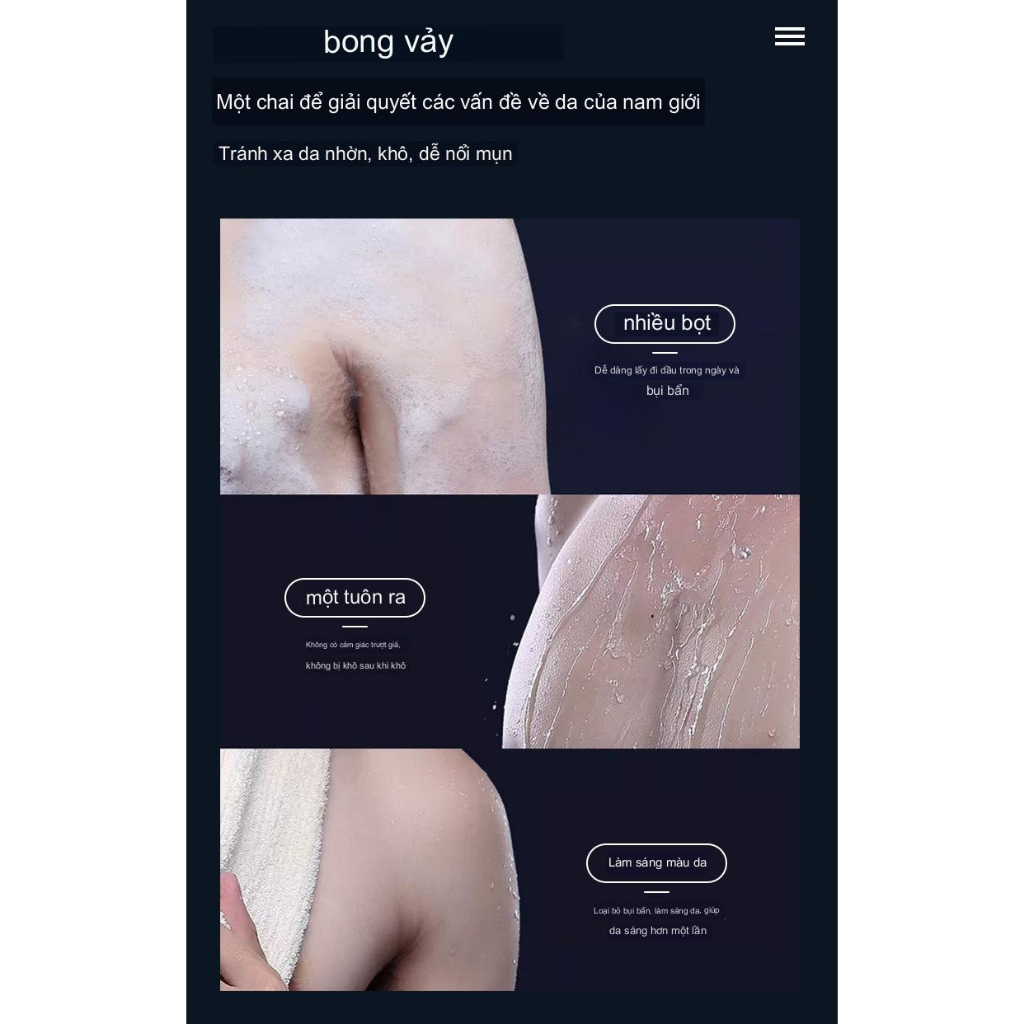 COMBO Sữa tắm gội nước hoa dành cho nam ngăn ngừa đổ mồ hôi suốt 48h, hương nước hoa