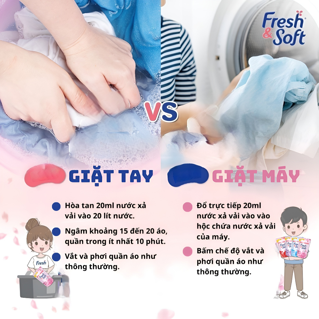 Nước Xả Vải Thái Lan Quần Áo Fresh & Soft Hương Thơm Lâu 500ml