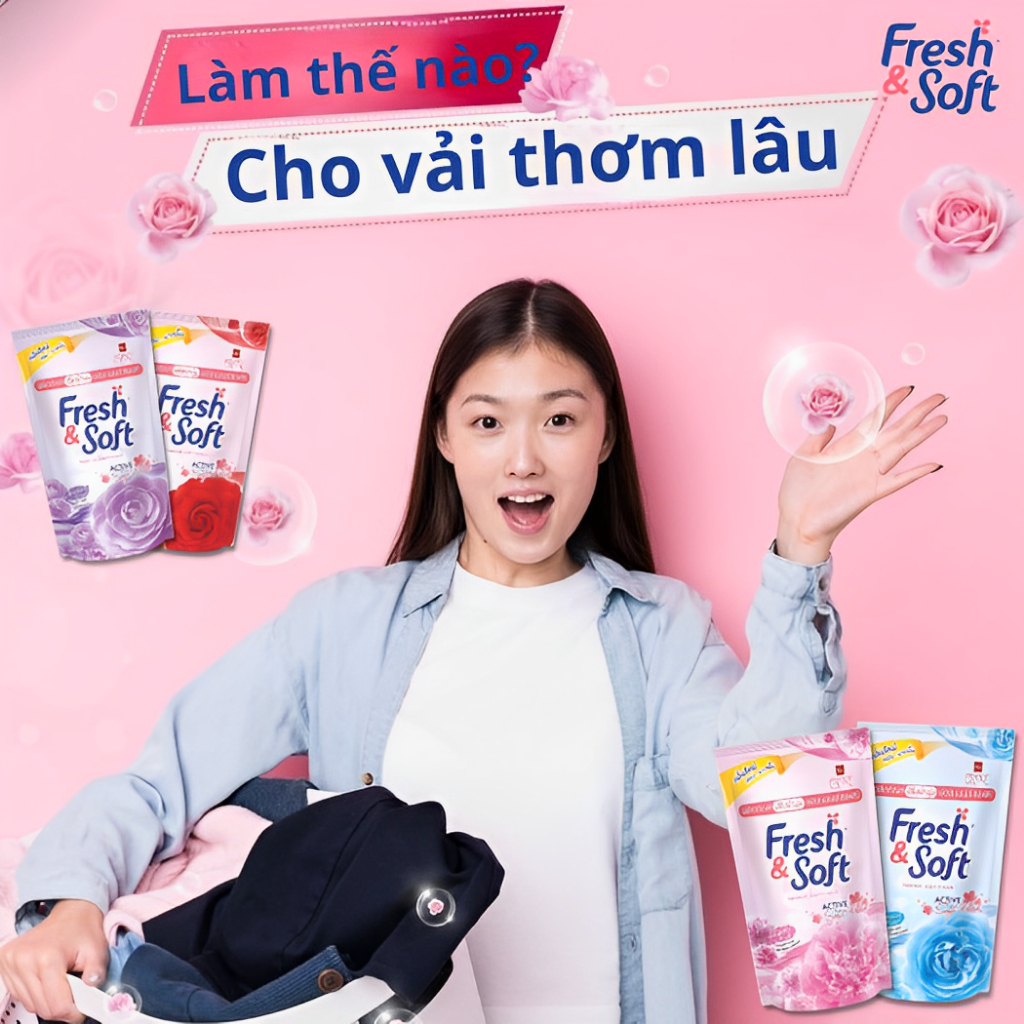 Nước Xả Vải Thái Lan Quần Áo Fresh & Soft Hương Thơm Lâu 500ml