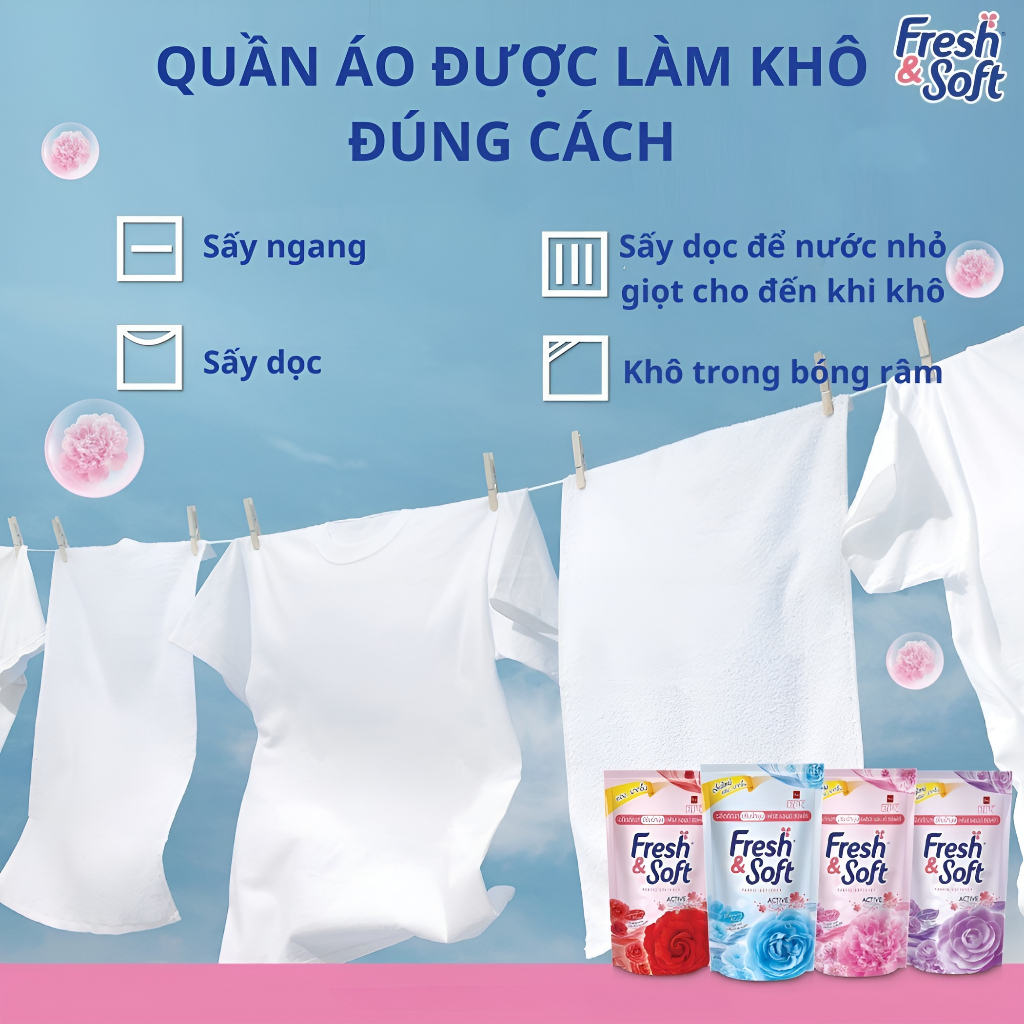 Nước Xả Vải Thái Lan Quần Áo Fresh & Soft Hương Thơm Lâu 500ml