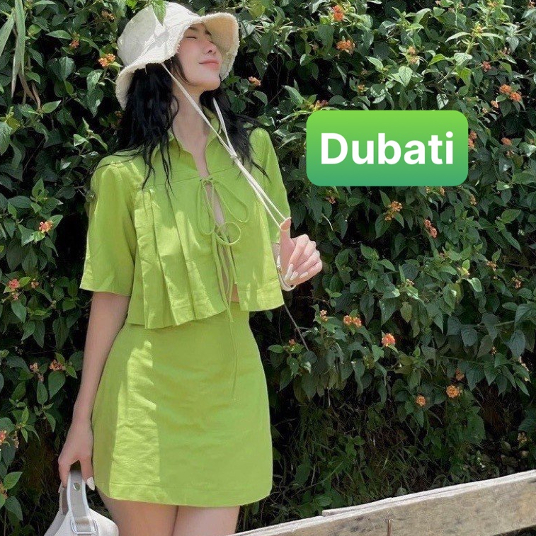 SET BỘ ÁO CHÂN VÁY CROPTOP VẢI ĐŨI TƠ CAO CẤP CHO NÀNG PHONG CÁCH SANG CHẢNH - DUBATI FASHION