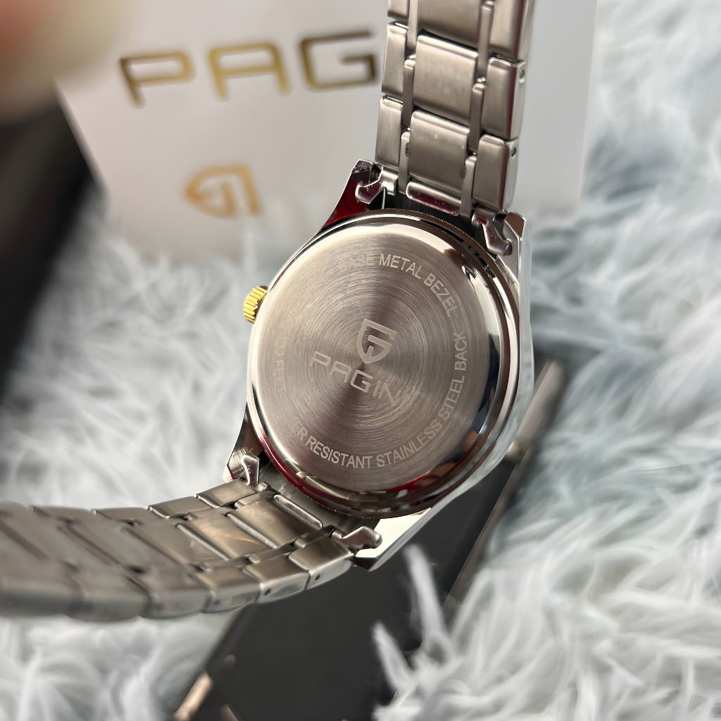 Đồng Hồ Nam Pagini PA5569 Dây Thép Đúc Đặc - Hiển Thị Lịch Ngày & Lịch Thứ - Đính Kim Cương Nhân Tạo