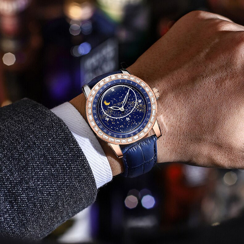 Đồng Hồ Nam Pagini PA5568 Dải Ngân Hà Dạ Quang Cực Chất