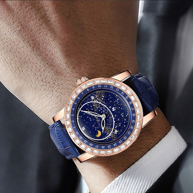 Đồng Hồ Nam Pagini PA5568 Dải Ngân Hà Dạ Quang Cực Chất