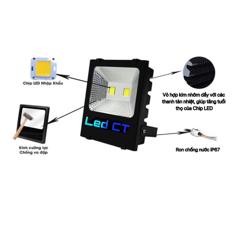 Đèn pha led 100W Thân Nhôm