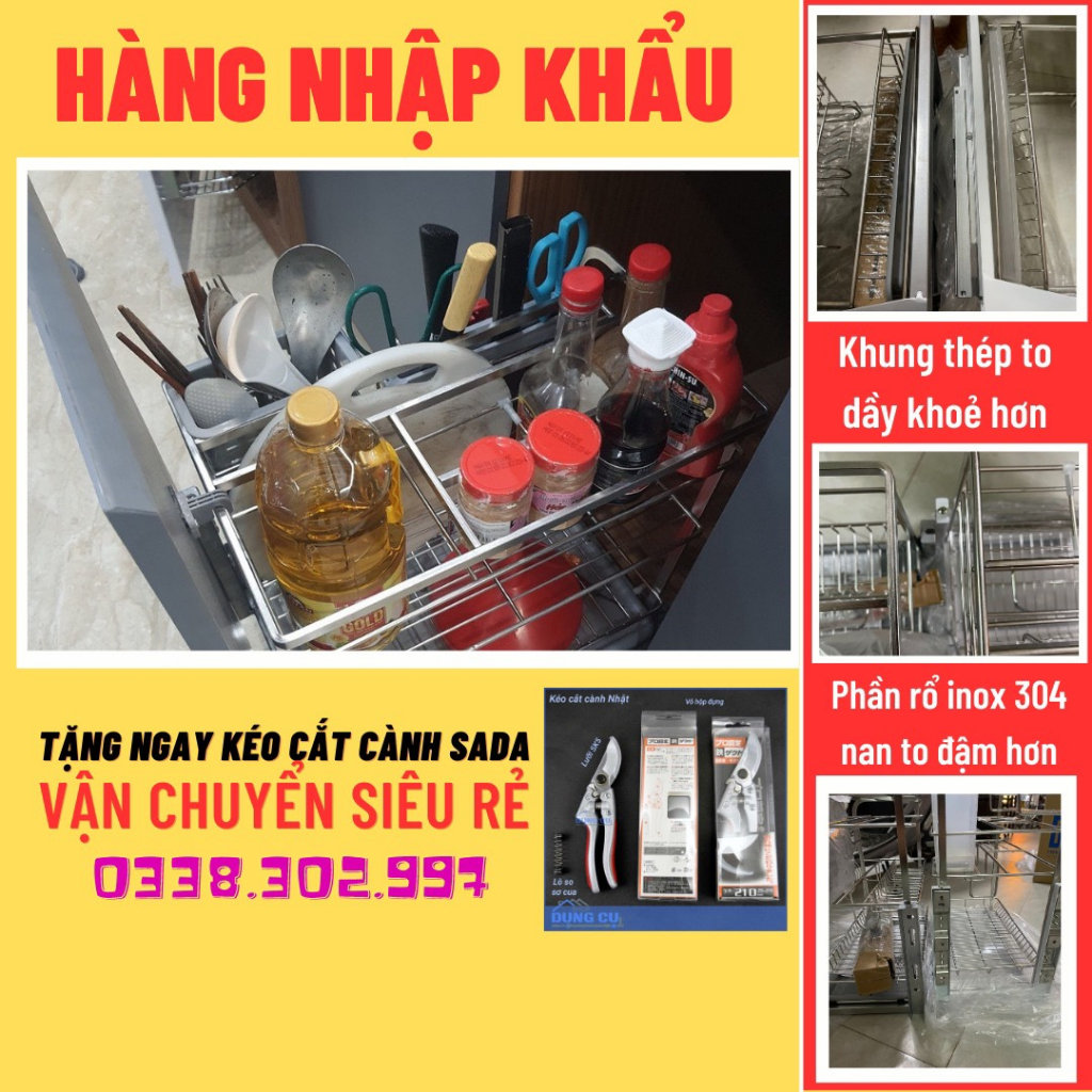 GIÁ ĐỰNG GIA VỊ KỆ GIA VỊ DAO THỚT INOX 304 CAO CẤP LẮP TỦ BẾP, PHỤ KIỆN TỦ BẾP THÔNG MINH