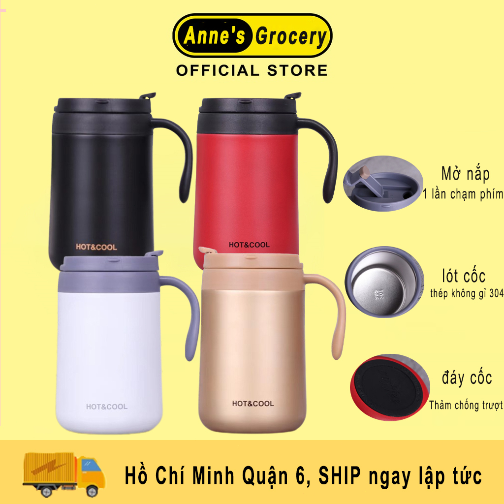 Ly giữ nhiệt inox 304 cấu tạo 2 lớp inox + pp cấp thực phẩm 350-500ML giữ ấm 6h