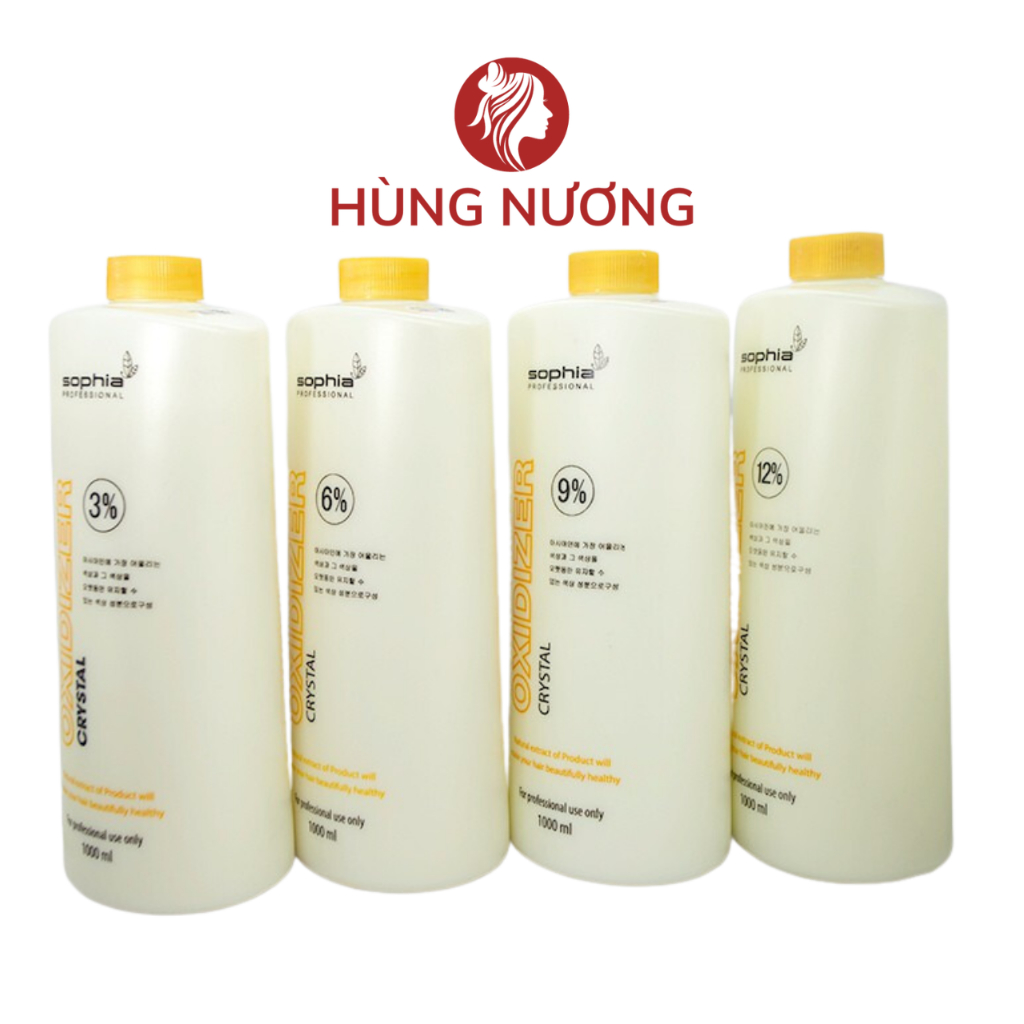 Oxy trợ nhuộm Sophia Oxidizer Crystal 3%,6%,9%,12% – 1000ml, dung dịch kích hoạt màu, sử dụng khi nhuộm