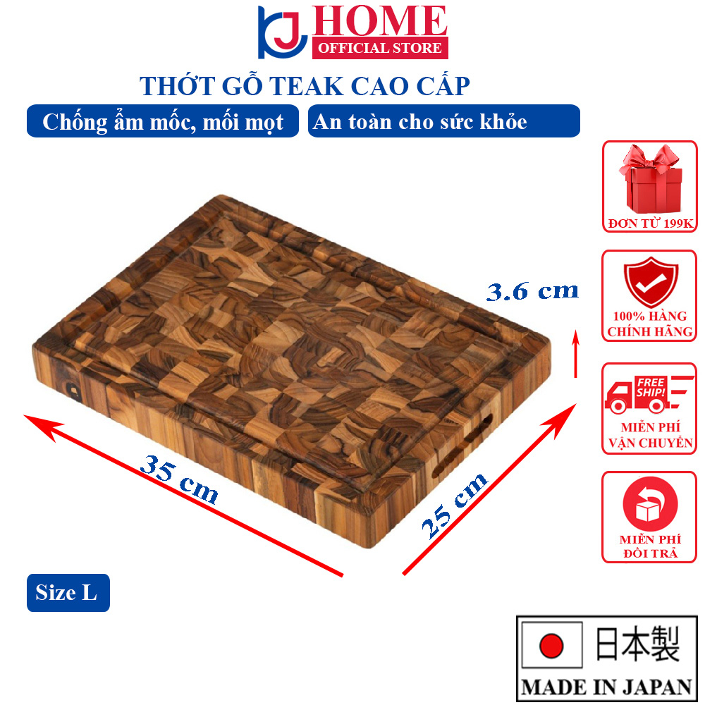 Thớt gỗ Teak nhập khẩu, hàng cao cấp hình chữ nhật KJ