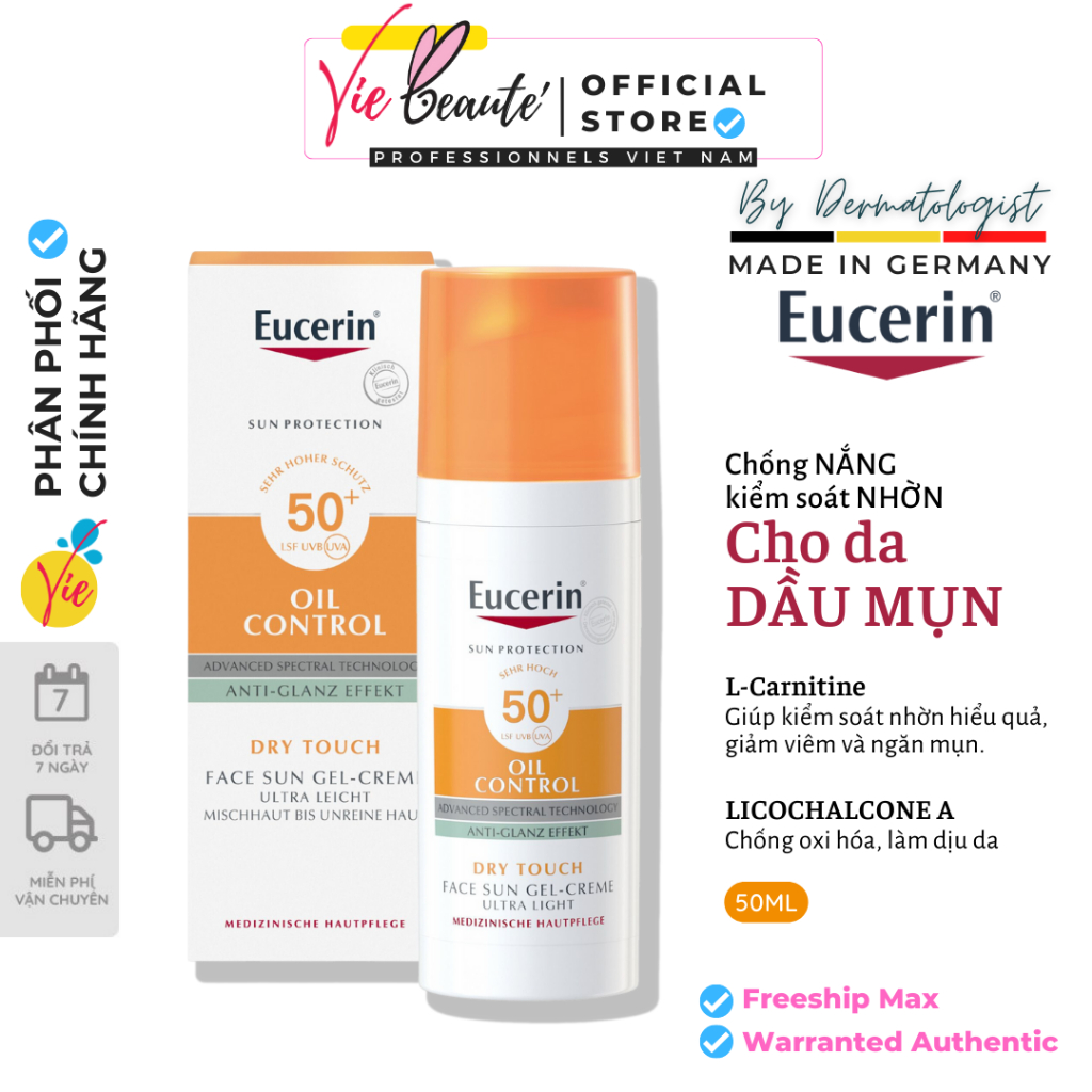 Kem chống nắng Eucerin Dry Touch Oil Control cho da dầu, mụn - Eucerin