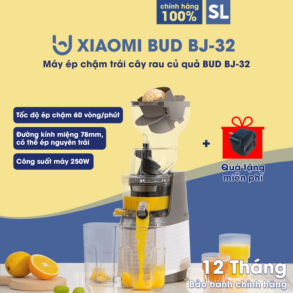 Máy ép chậm trái cây hoa quả rau củ  BUD 250W đa năng sử dụng gia đình