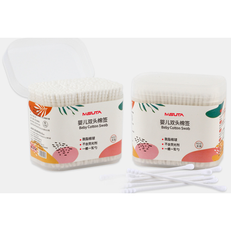 Tăm Bông Sơ Sinh Hộp 200 Que MISUTA 2 Đầu An Toàn Cho Bé