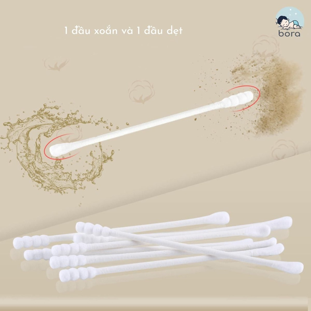 Tăm bông cho bé sơ sinh, hộp 400 que Misuta