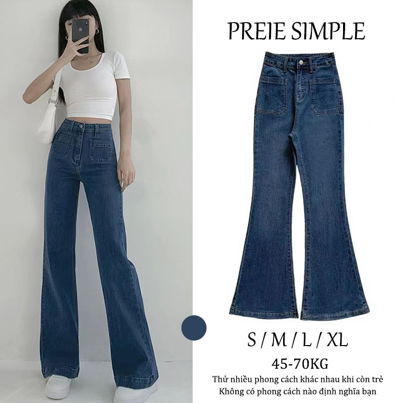 quần bò baggy nữ cạp cao 2023 Phiên bản Hàn Quốc của vải denim không phai chống mài mòn retro ulzzang