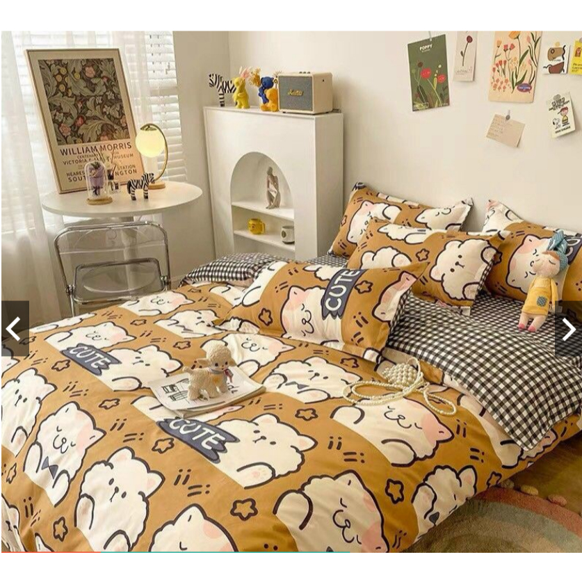 Bộ chăn ga gối cotton 3D Mịn Decor hoạt tiết dễ thương | BigBuy360 - bigbuy360.vn