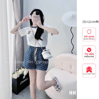 Set đồ nữ sang chảnh quần cộc in chữ miu miu trước ngực bộ đồ nữ mùa hè chất cotton thoáng mát cho mùa hè này BTT02 
