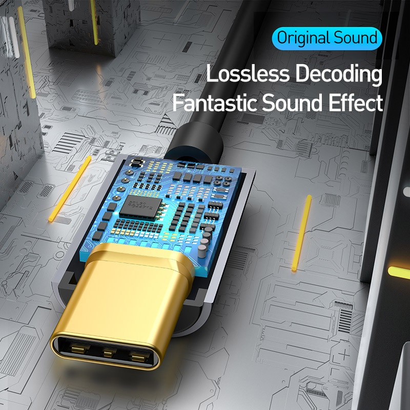 Cáp OTG Chuyển đổi từ chân TypeC sang tai nghe 3.5mm - Hiệu Baseus -Chất lượng đỉnh cao, chia 2 đường tiếng Left - Right