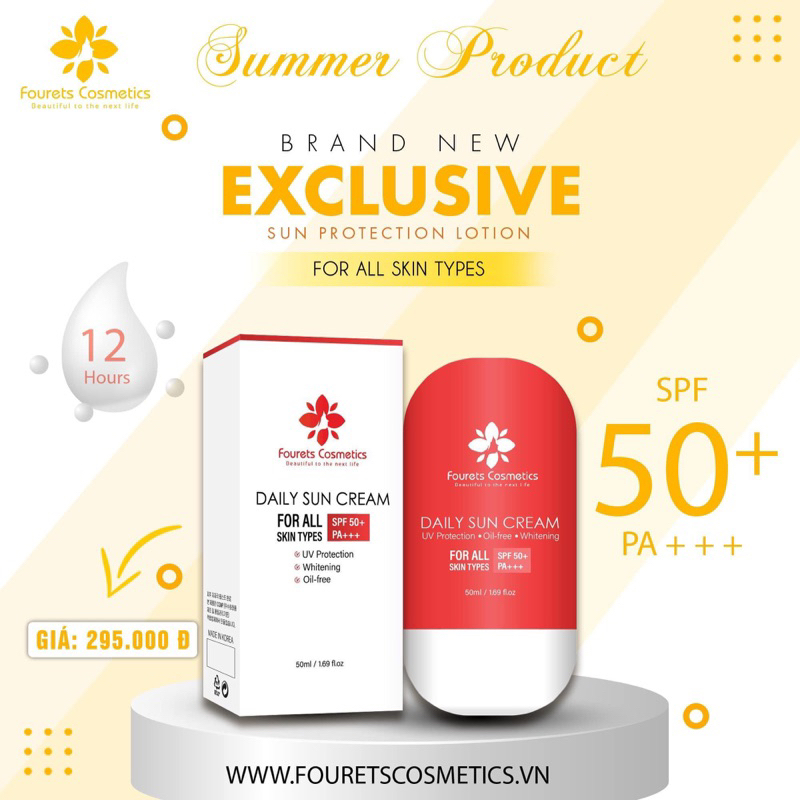 Fouretscosmetics DAILY SUN CREAM 50ml ✨ Daily sun cream ✨ Fouretscosmetics 💯CHÍNH HÃNG💯 Kem Chống Lão Hóa Và Làm Sáng Da