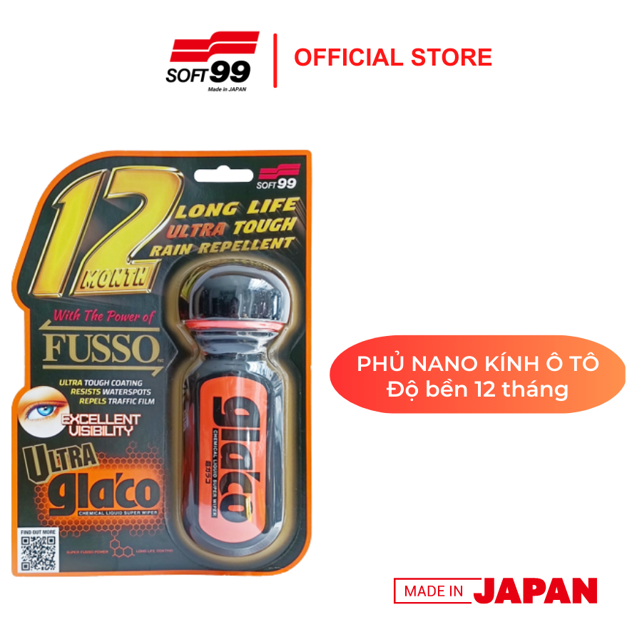 Phủ Nano, Chống Bám Nước Kính Ôtô Độ Bền 12 Tháng Ultra Glaco G-19 SOFT99 70ml
