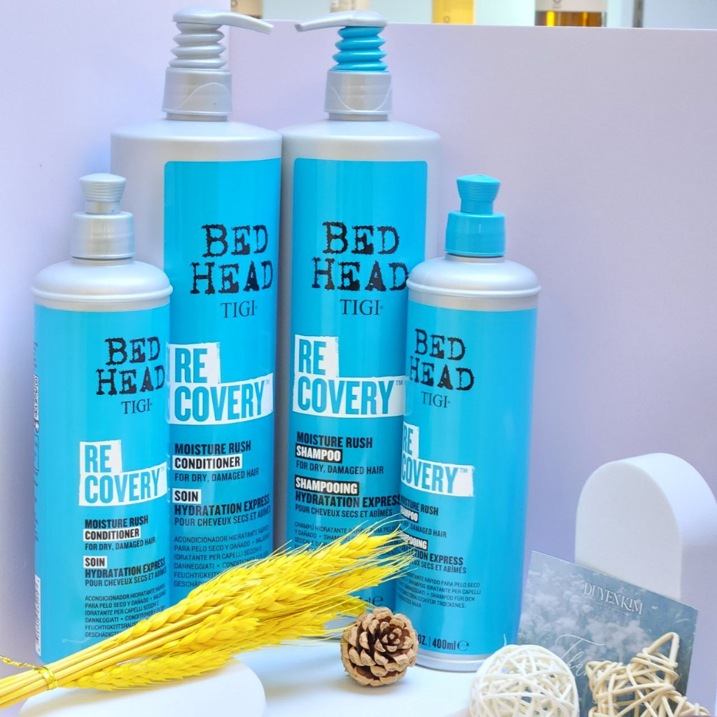 Dầu gội xả phục hồi độ ẩm tức thì Tigi Bed Head Recovery Moisture Rush 400ML, Tigi xanh dương chính hãng