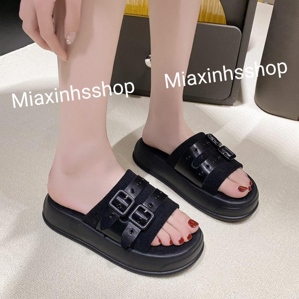 Dép nữ quai ngang bản mới đế cao đi êm chân tôn dáng siêu xinh