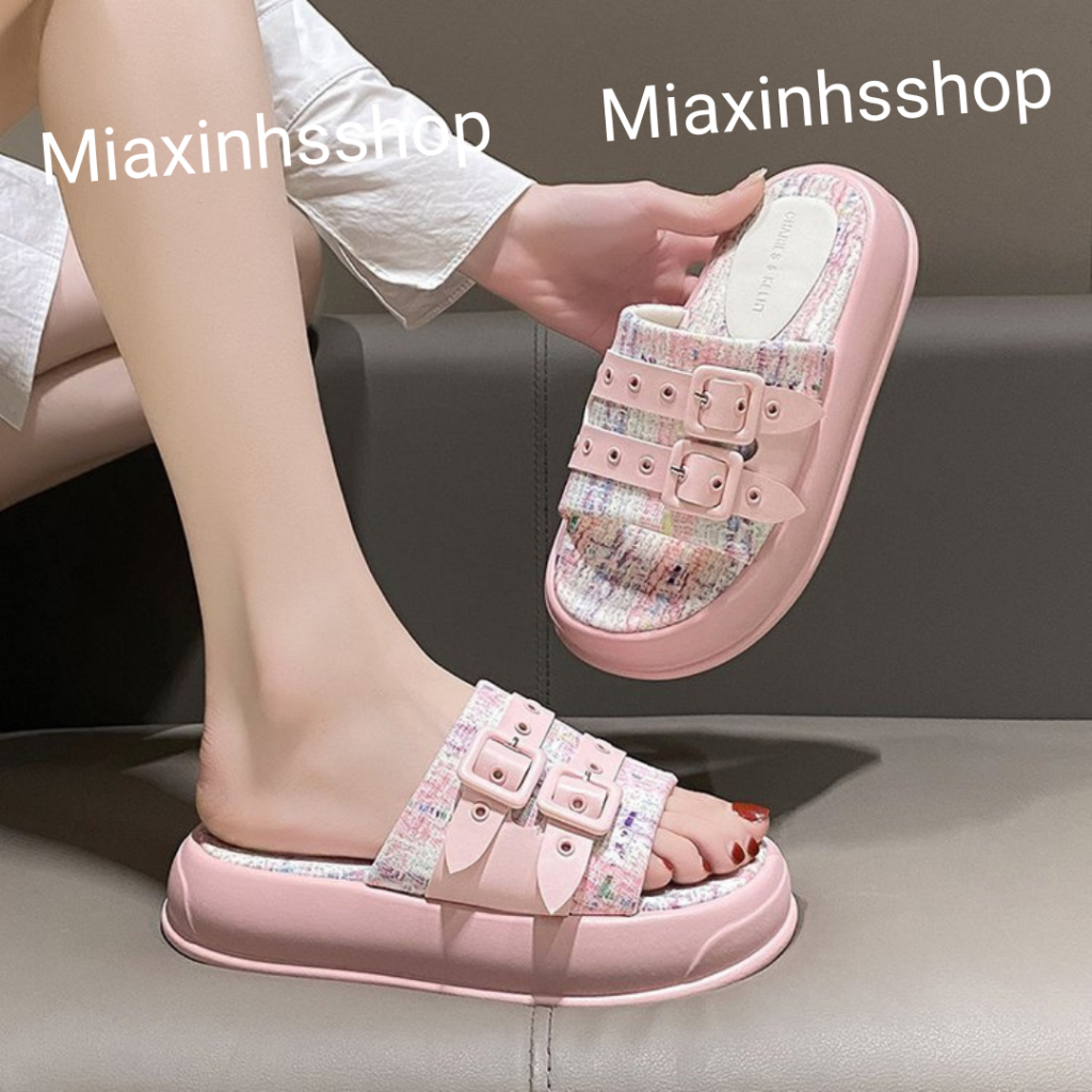 Dép nữ quai ngang bản mới đế cao đi êm chân tôn dáng siêu xinh