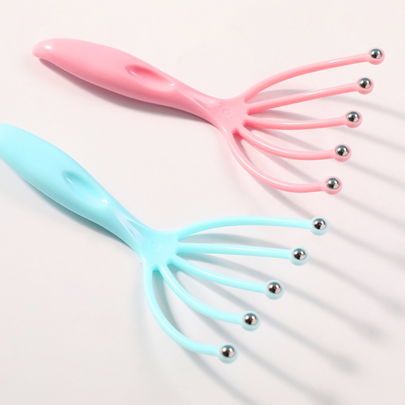 Cây massage đầu cầm tay, dụng cụ massage nhựa 5 nhánh giúp xoa bóp vùng đầu, tăng tuần hoàn máu, thư giãn tinh thần