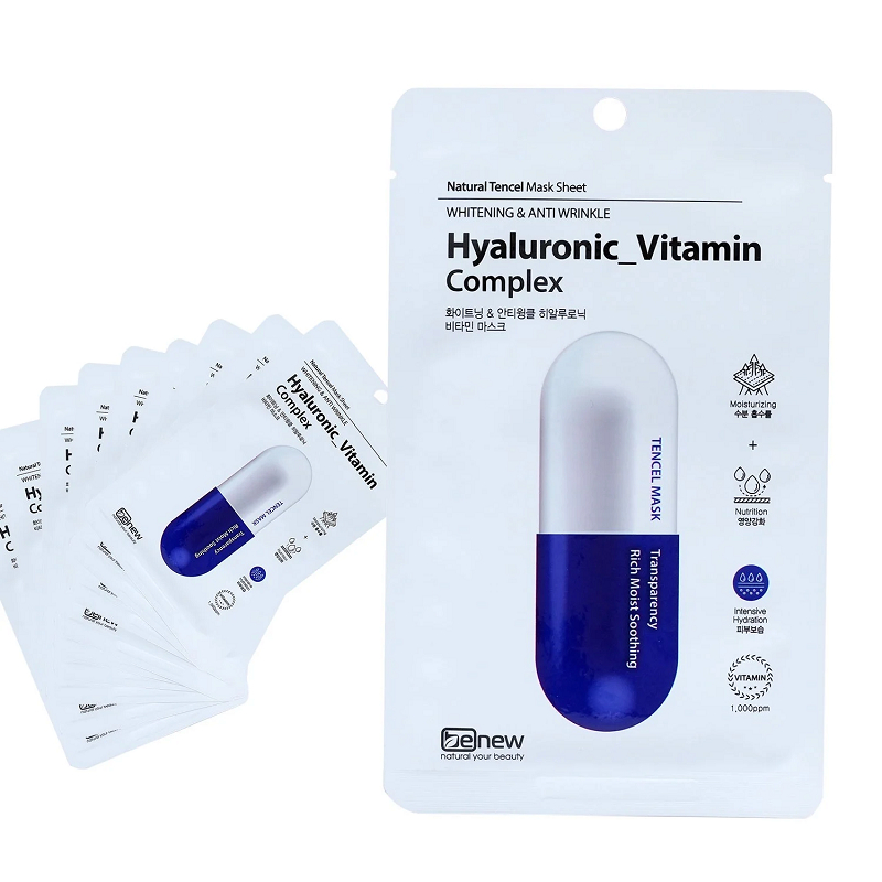 Bộ 10 Chiếc Đắp Chống Nhăn, Trắng Da BENEW Hyaluronic Vitamin Complex Hàn quốc 26ml / Chiếc - XANH ĐẬM