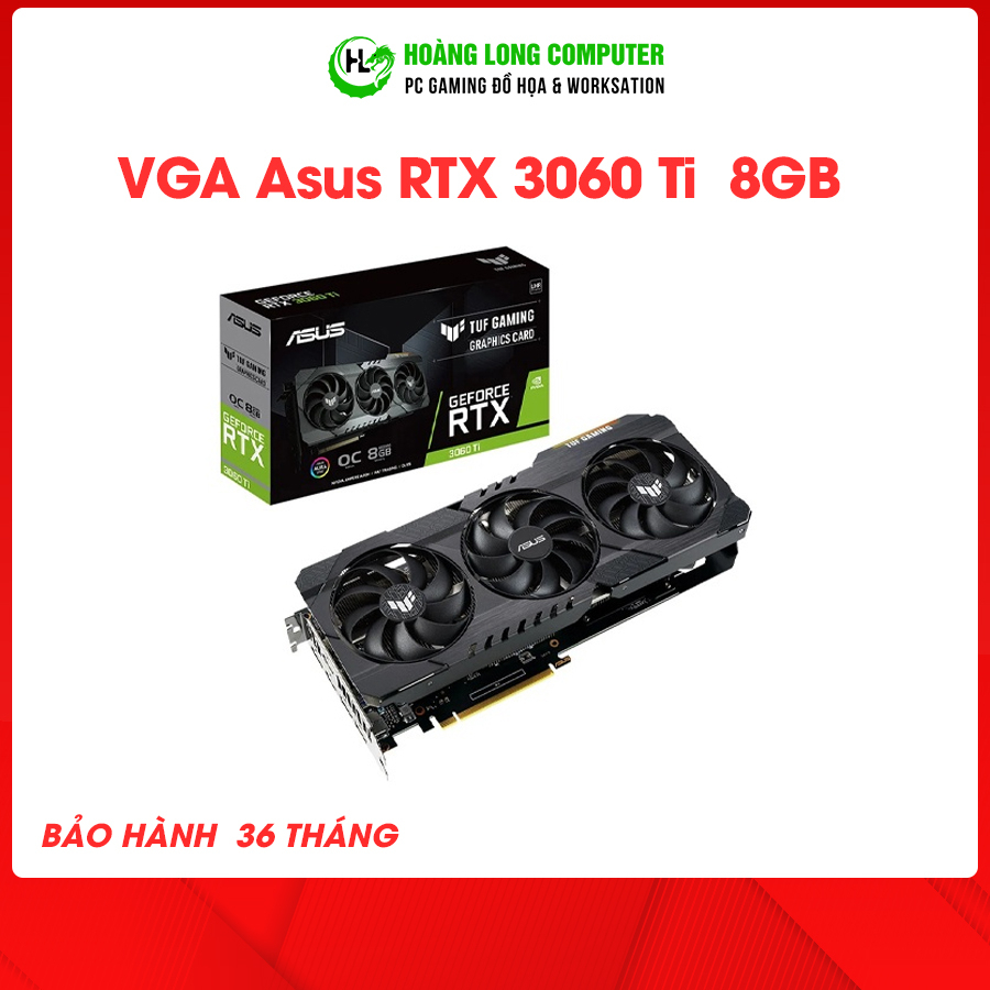 Card Màn Hình Asus Tuf Gaming GeForce RTX 3060 Ti V2 OC Edition 8GB VGA rtx 3060ti Hàng Chính Hãng - Hoàng Long Computer