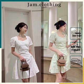 Đầm Ngắn Cổ Vuông Nhún Eo Tôn Dáng JAM