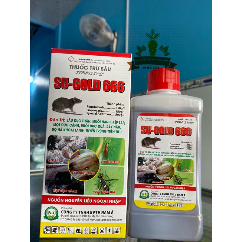 Sản phẩm tr.ừ sâ.u Su - Gold 666 Kimbas 500EC đ.ặ.c t.r.ị sâ.u đ.ụ.c t.h.ân r.ệ.p s.áp ruồi đục mọt đục muỗi