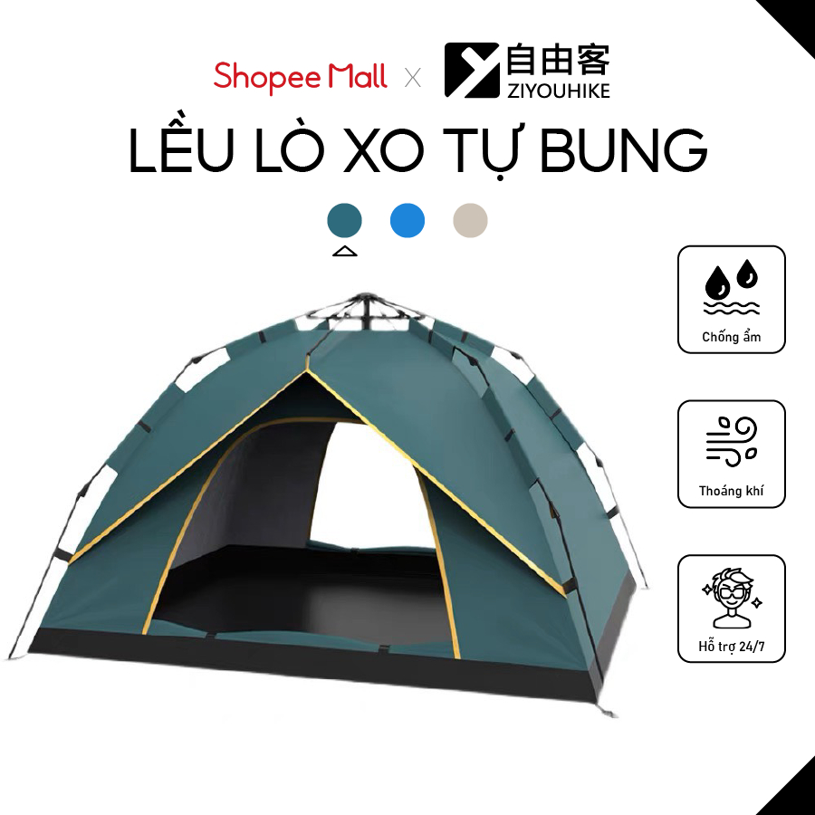 ZIYOUHIKE Lều tránh nắng mưa bung Tự Động 2 Cửa Chính 2 Cửa Sổ Thông Thoáng Tiện Dụng 4 6 Người dã ngoại, cắm trại