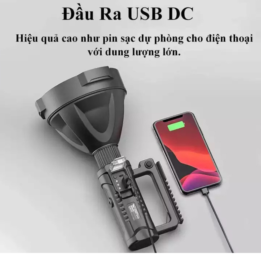 Đèn Pin Corisu W591 Chiếu Xa 500m Bóng XHP70, Có Chân Đế Hỗ Trợ Cố Định Hướng Chiếu Đèn, Có 4 Chế Độ