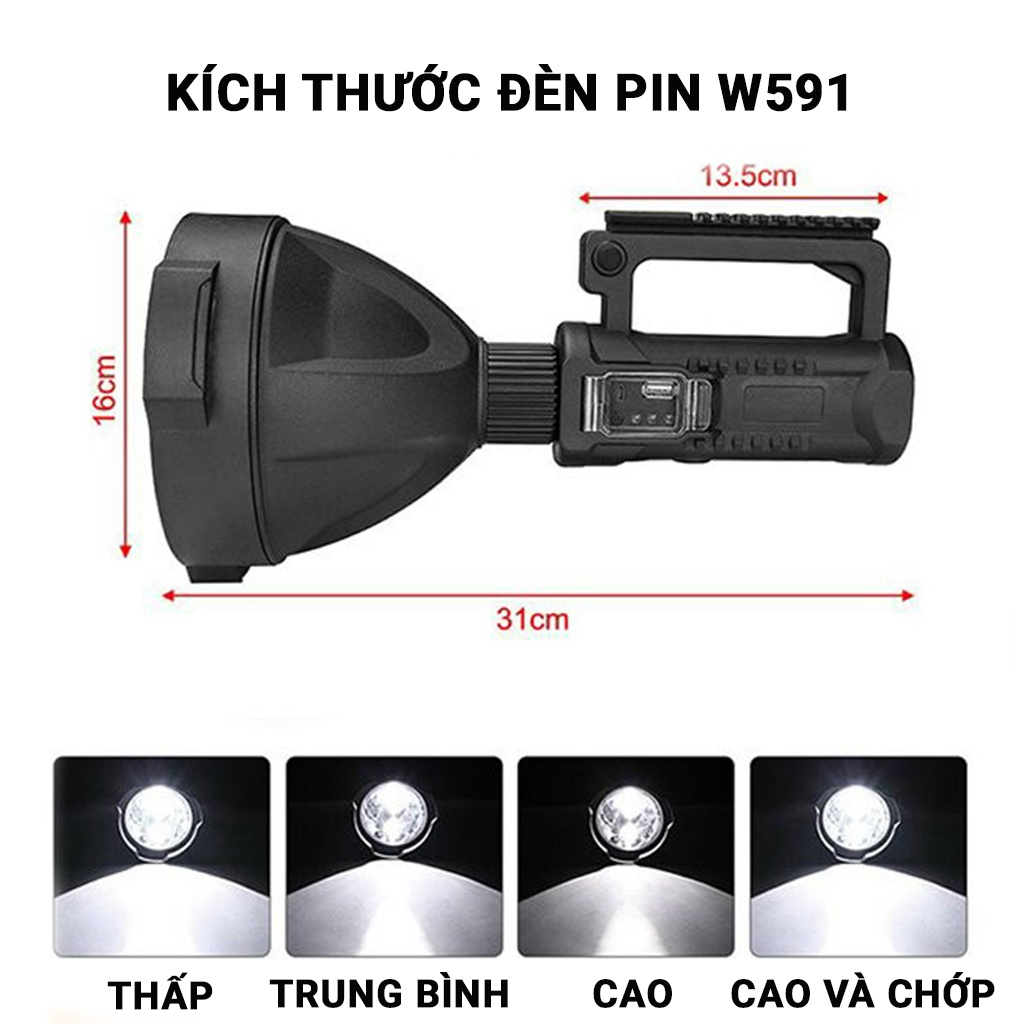 Đèn Pin KAW - W591 Chiếu Xa 500m Bóng XHP70, Có Chân Đế Hỗ Trợ Cố Định Hướng Chiếu Đèn, Có 4 Chế Độ | BigBuy360 - bigbuy360.vn