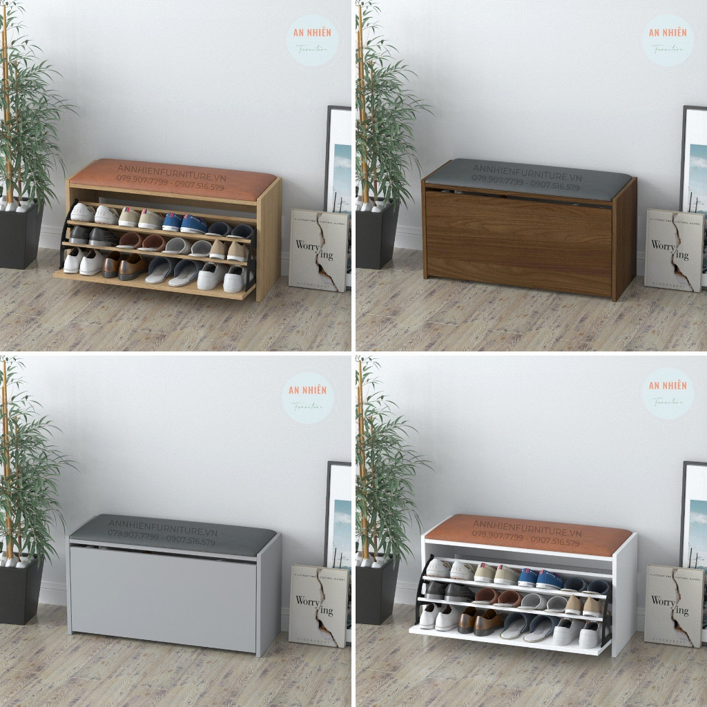 Tủ Giày Gỗ - Kệ Giày Dép Cánh Lật Cao Cấp Kết Hợp Nệm Ghế Ngồi Mang Giày Tiện Dụng