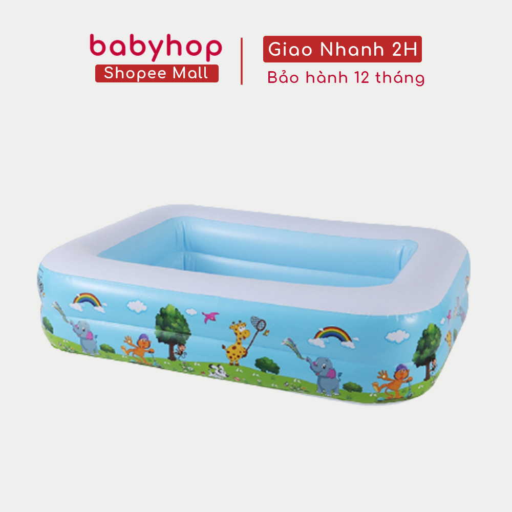 Bể bơi cho bé, Phao bơi trong nhà cao cấp phân phối bởi Babyhop  hình chữ nhật đáy 2 lớp chống trượt