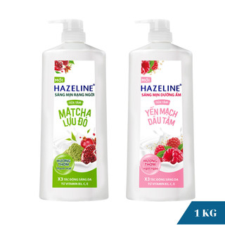 Sữa Tắm Hazeline Dưỡng Thể Trắng Sáng & Mịn Da Từ Thiên Nhiên Matcha Lựu Đỏ, Yến Mạch - Dâu Tằm 1kg tặng sữa tắm 300g