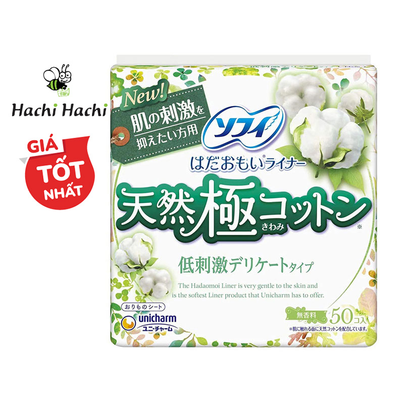 Băng vệ sinh hàng ngày Unicharm sofy natural cotton 50 miếng - Hachi Hachi Japan Shop