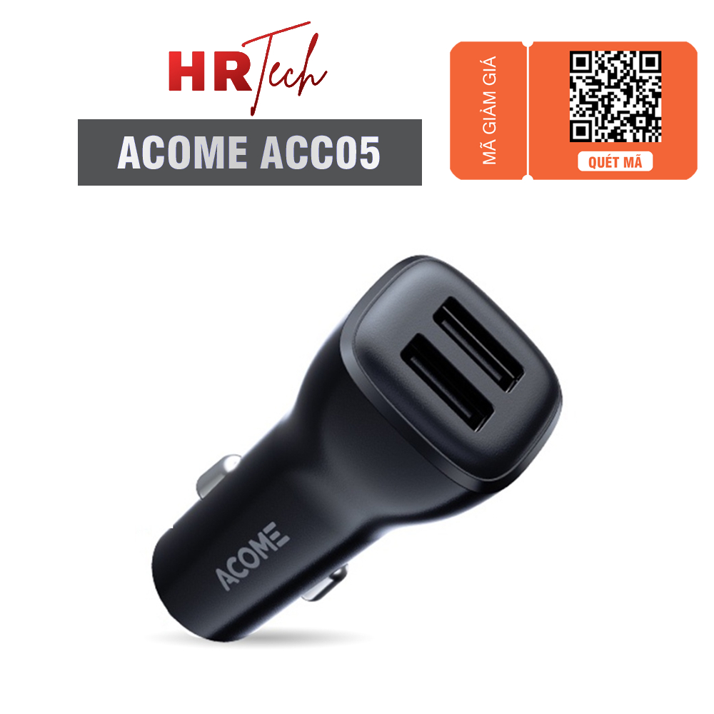 Tẩu Sạc Ô Tô ACOME ACC05 2 Cổng USB Hỗ Trợ Sạc Nhanh Tương Thích Với Nhiều Thiêt Bị (Cốc Sạc Ô Tô ACOME ACC05)
