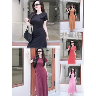 Đầm trơn Gân ôm body/đầm xoè dáng dài tôn dáng (đầm nữ trơn suông)