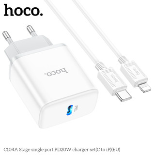 Bộ Sạc Hoco C104A cáp Type-C to LaiNing PD 20W (Trắng)